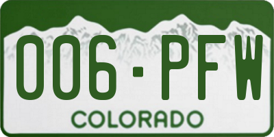 CO license plate 006PFW