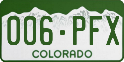 CO license plate 006PFX