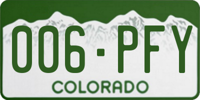 CO license plate 006PFY