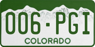 CO license plate 006PGI