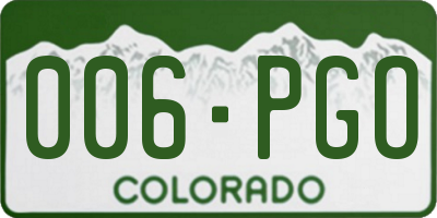 CO license plate 006PGO