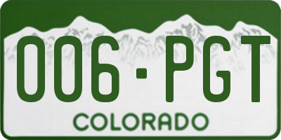 CO license plate 006PGT