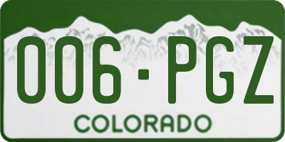 CO license plate 006PGZ