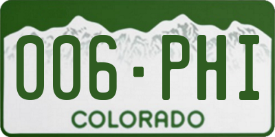 CO license plate 006PHI