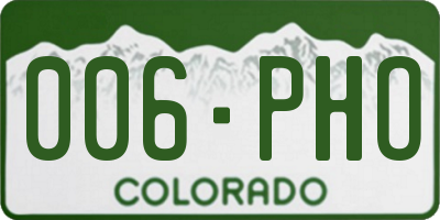 CO license plate 006PHO