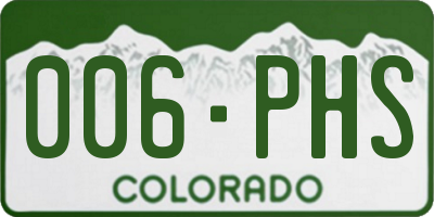 CO license plate 006PHS
