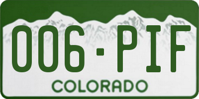 CO license plate 006PIF