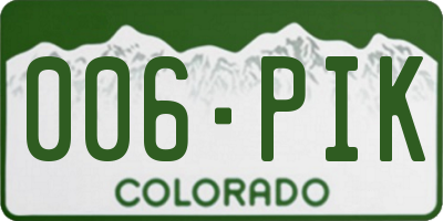 CO license plate 006PIK
