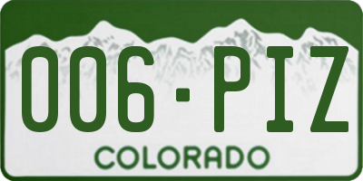 CO license plate 006PIZ