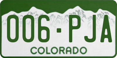 CO license plate 006PJA