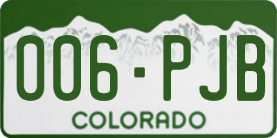 CO license plate 006PJB