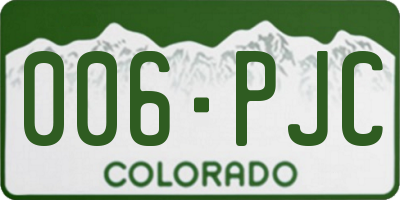 CO license plate 006PJC