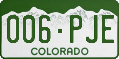 CO license plate 006PJE