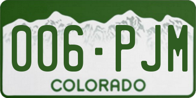 CO license plate 006PJM