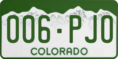 CO license plate 006PJO