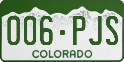 CO license plate 006PJS