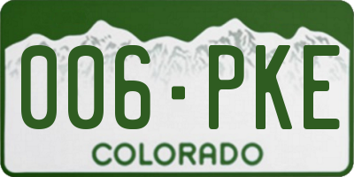 CO license plate 006PKE