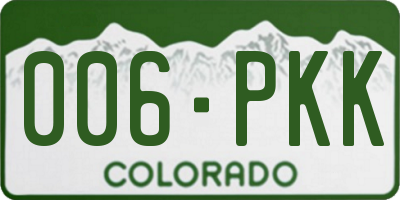 CO license plate 006PKK