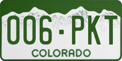 CO license plate 006PKT