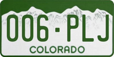 CO license plate 006PLJ
