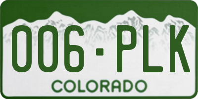 CO license plate 006PLK