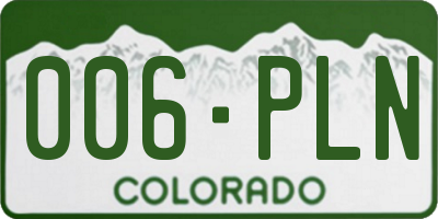 CO license plate 006PLN