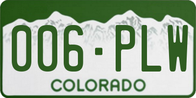 CO license plate 006PLW