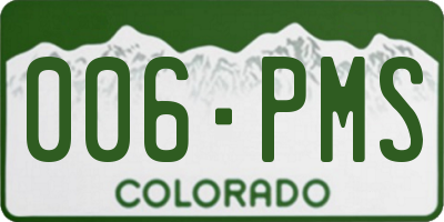 CO license plate 006PMS