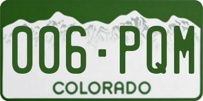 CO license plate 006PQM
