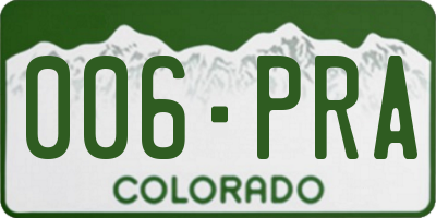 CO license plate 006PRA