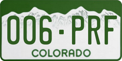 CO license plate 006PRF