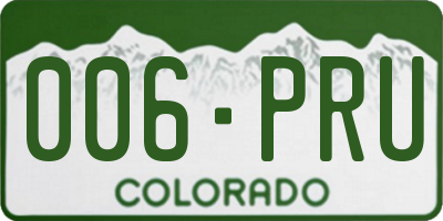 CO license plate 006PRU