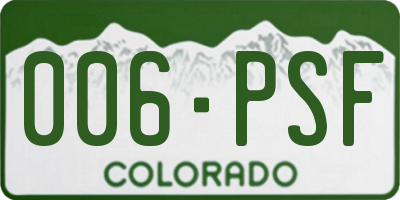 CO license plate 006PSF