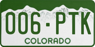 CO license plate 006PTK