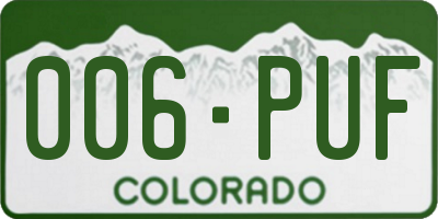 CO license plate 006PUF