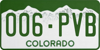 CO license plate 006PVB