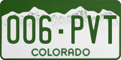 CO license plate 006PVT