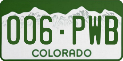 CO license plate 006PWB