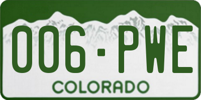 CO license plate 006PWE