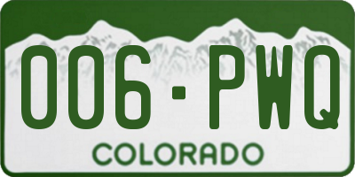 CO license plate 006PWQ