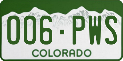 CO license plate 006PWS