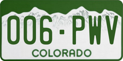 CO license plate 006PWV
