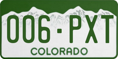 CO license plate 006PXT