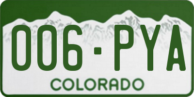 CO license plate 006PYA