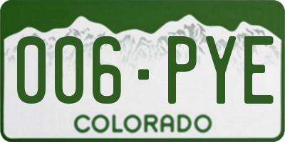 CO license plate 006PYE