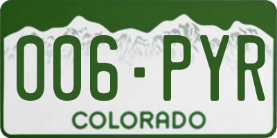 CO license plate 006PYR