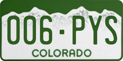CO license plate 006PYS