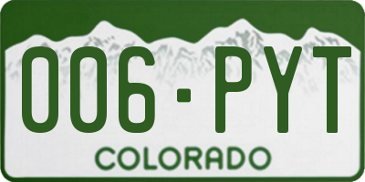 CO license plate 006PYT