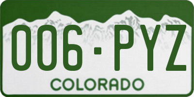CO license plate 006PYZ