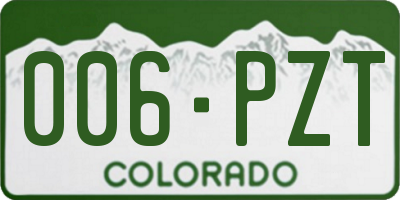 CO license plate 006PZT